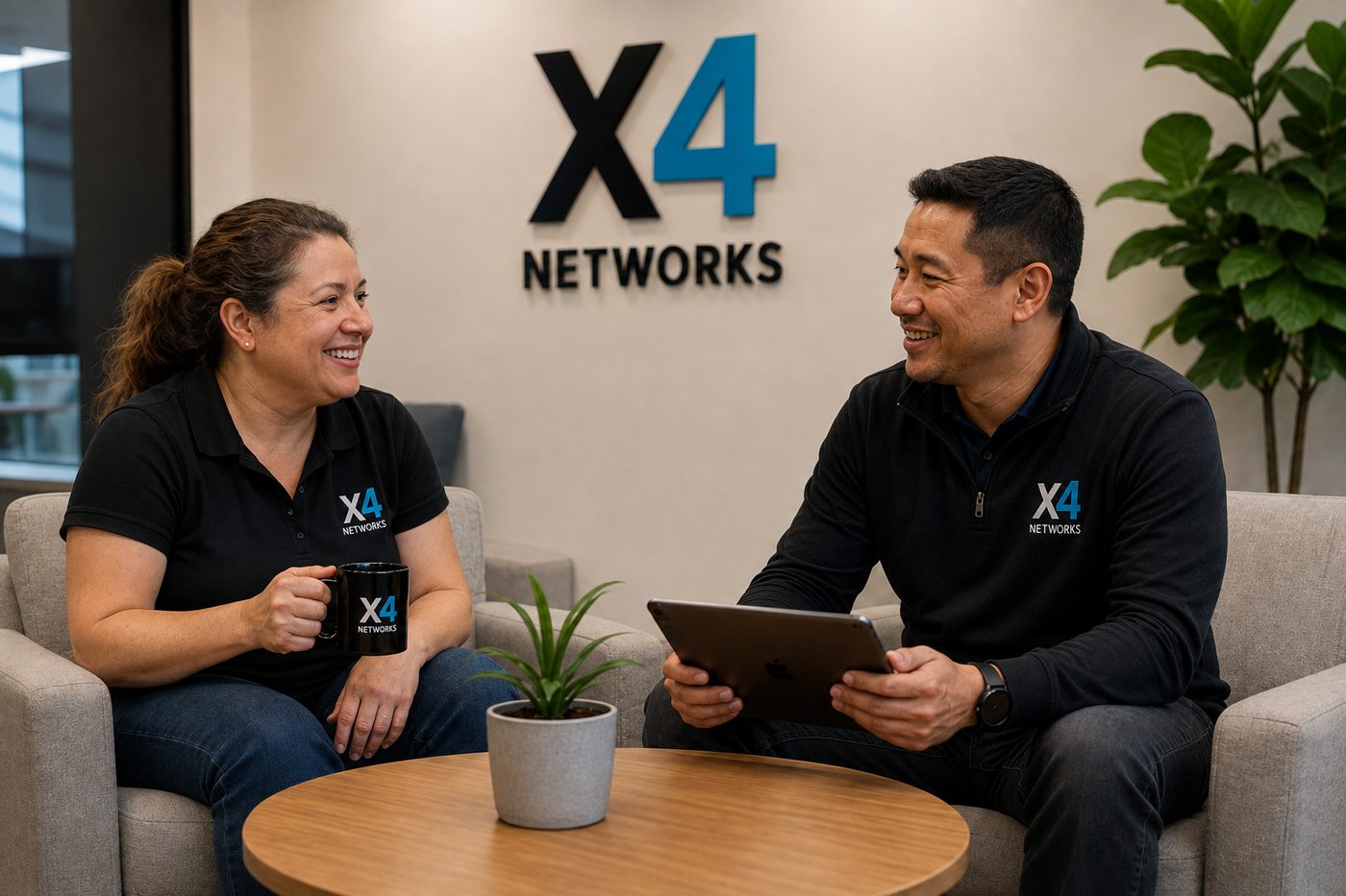 X4 Networks engineers reviewing AI-fabric operations together